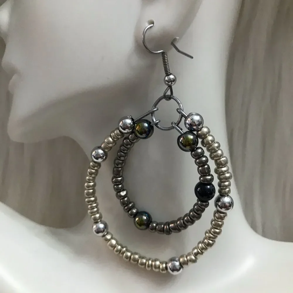 Beaded Handmade Hoop Earrings